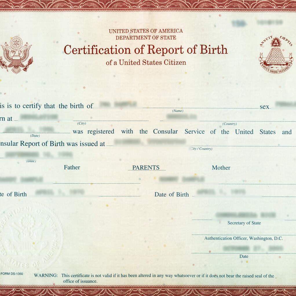 US Consular Report of US Citizen Born Abroad Translation