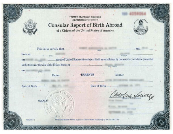 US Consular Report of US Citizen Born Abroad Translation - Image 3